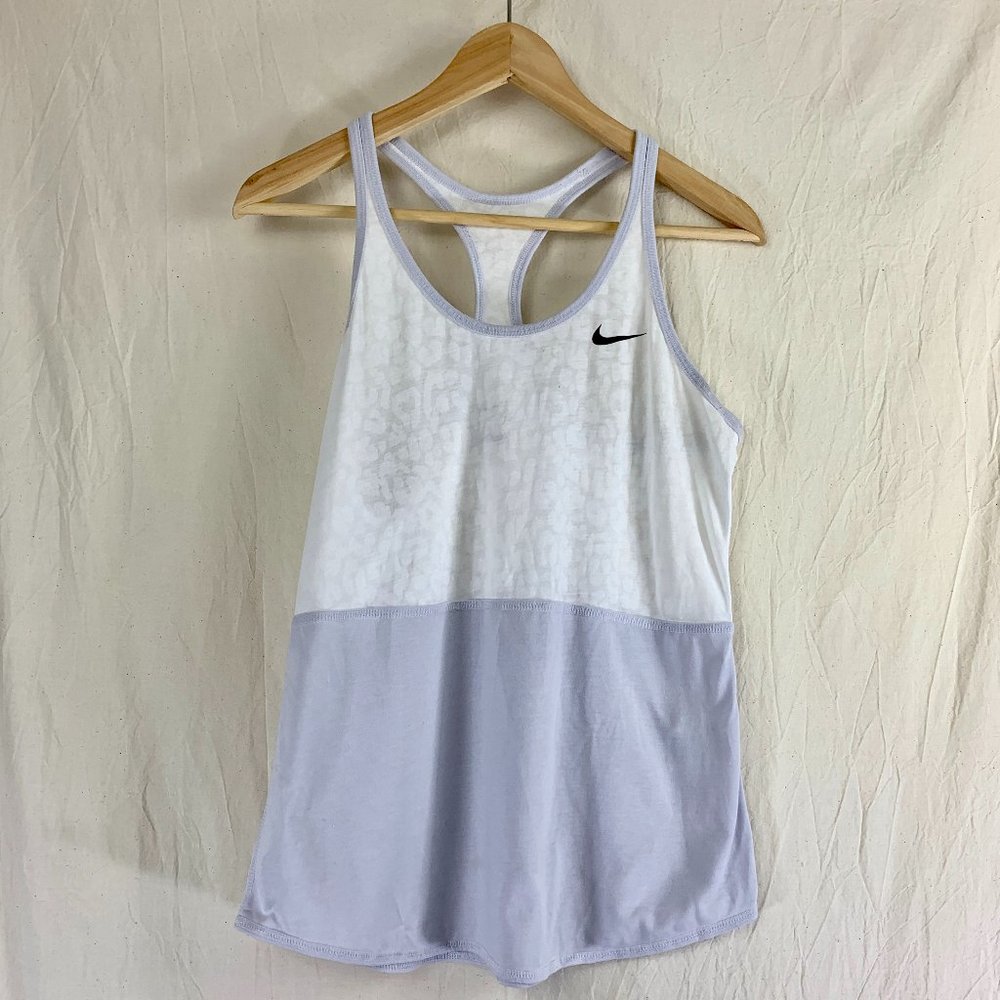Nike Dri-Fit Racerback Tank Top in White/Lavender